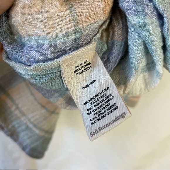 Soft Surroundings Linen Plaid Shirt M - Picture 6 of 9